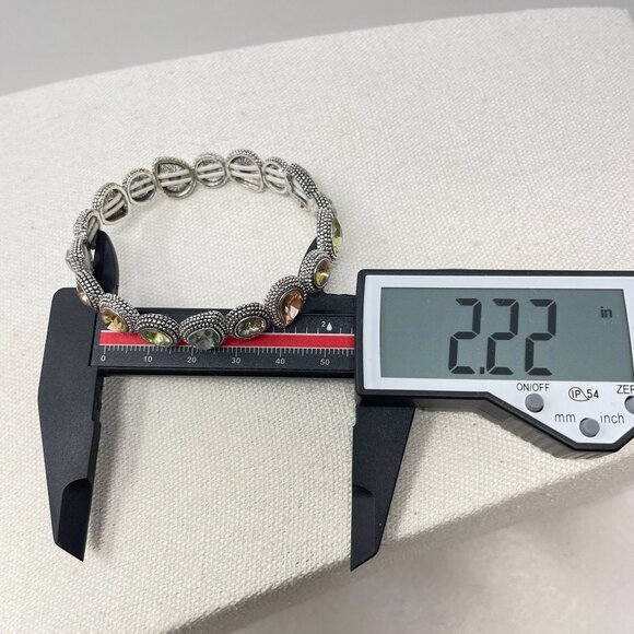 Napier Silver-Tone Stretch Bracelet With Multi-Color Teardrop Glass Accents - Picture 10 of 11